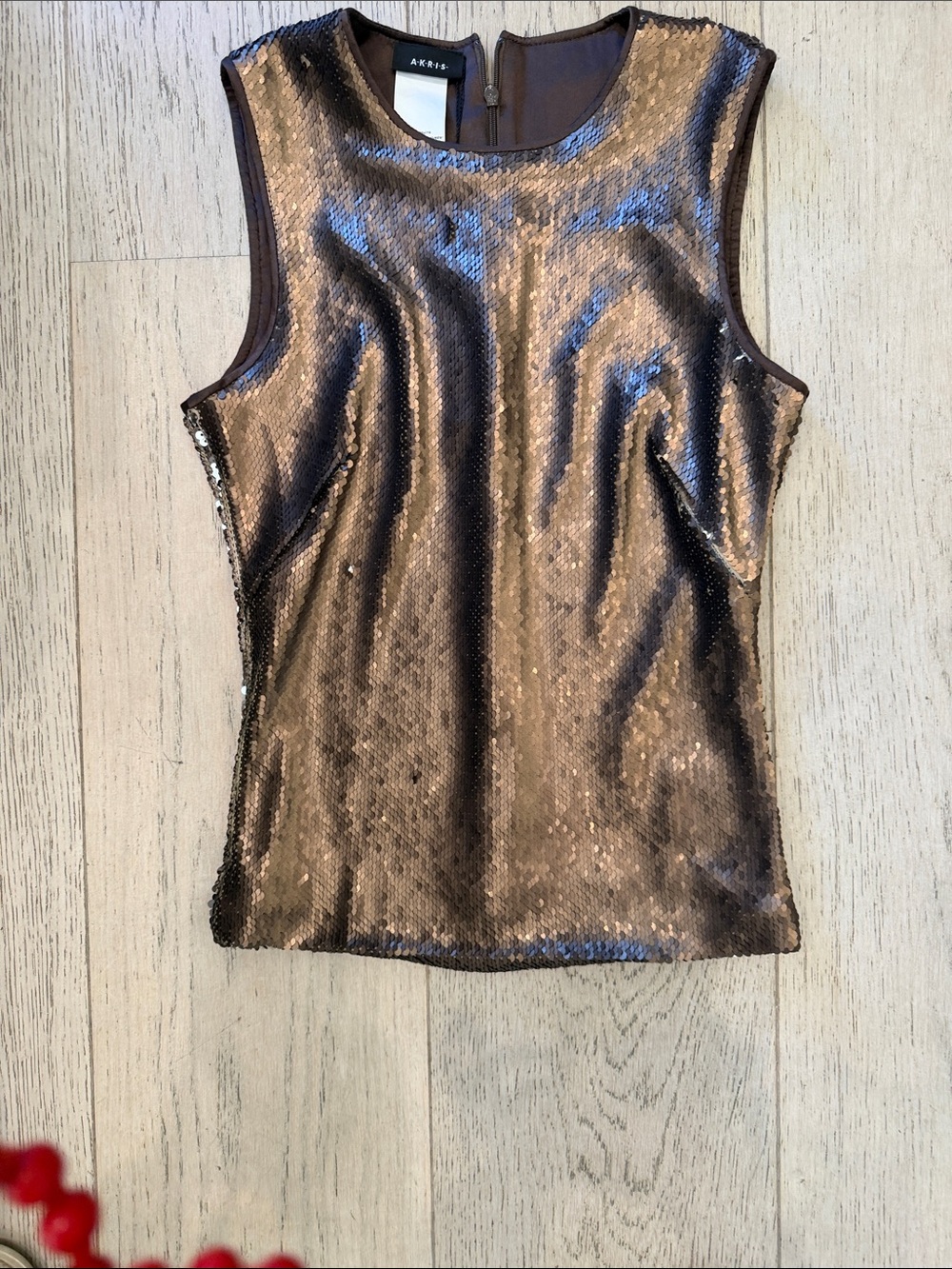 Akris Bronze Sequin Sleeveless Tank Top